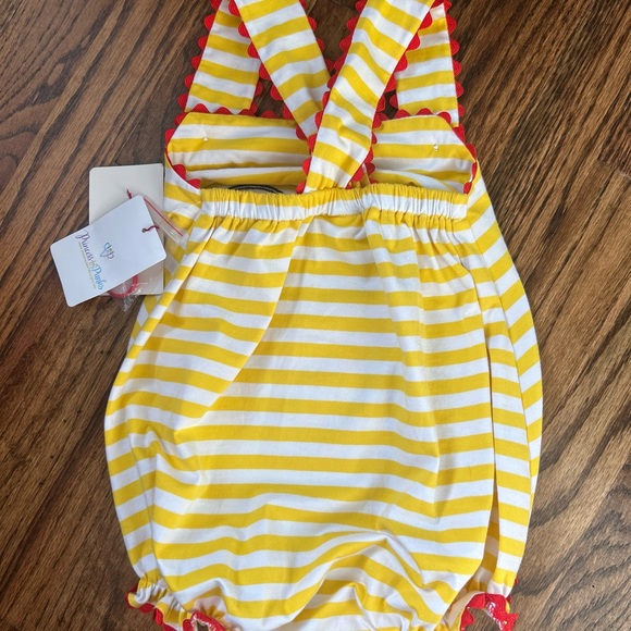 Banana Split Mickey Bubble Romper 12M Yellow Stripe Disney Inspired Boutique NWT - Picture 3 of 6